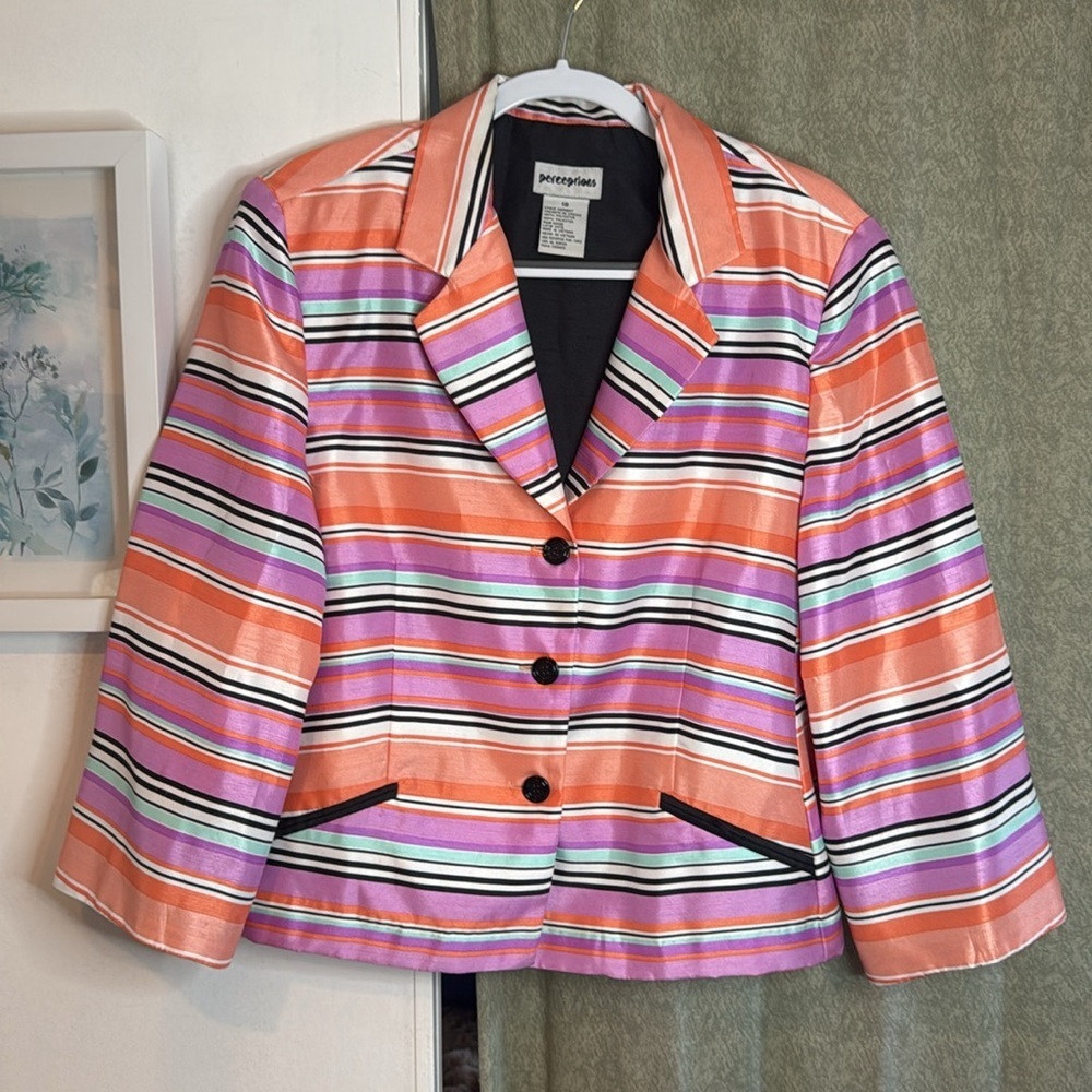 Perceptions Women's Striped Multicolor Blazer size 18 - Picture 9 of 12